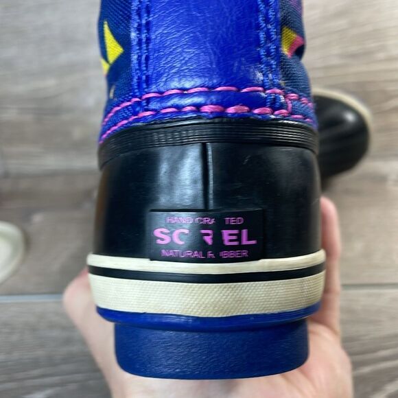 Sorel Yoot Pac Geometric Nylon Warm Waterproof Toddler Girl Sz 12 Fur Lined Boot - Picture 11 of 12